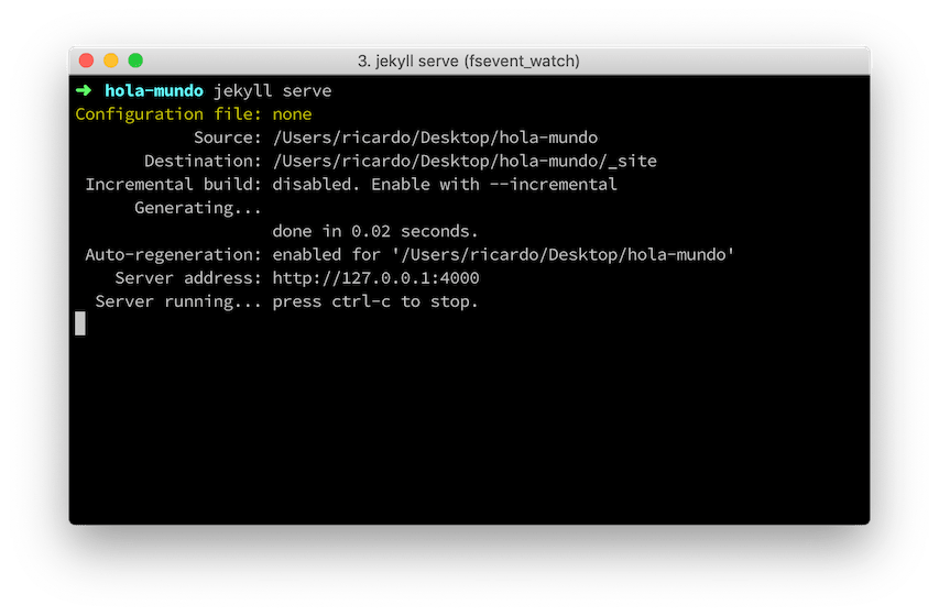 Ejecutando Jekyll en la terminal