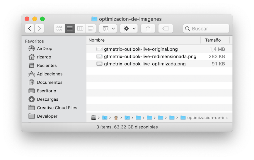 Ejemplo de optimización de imágenes